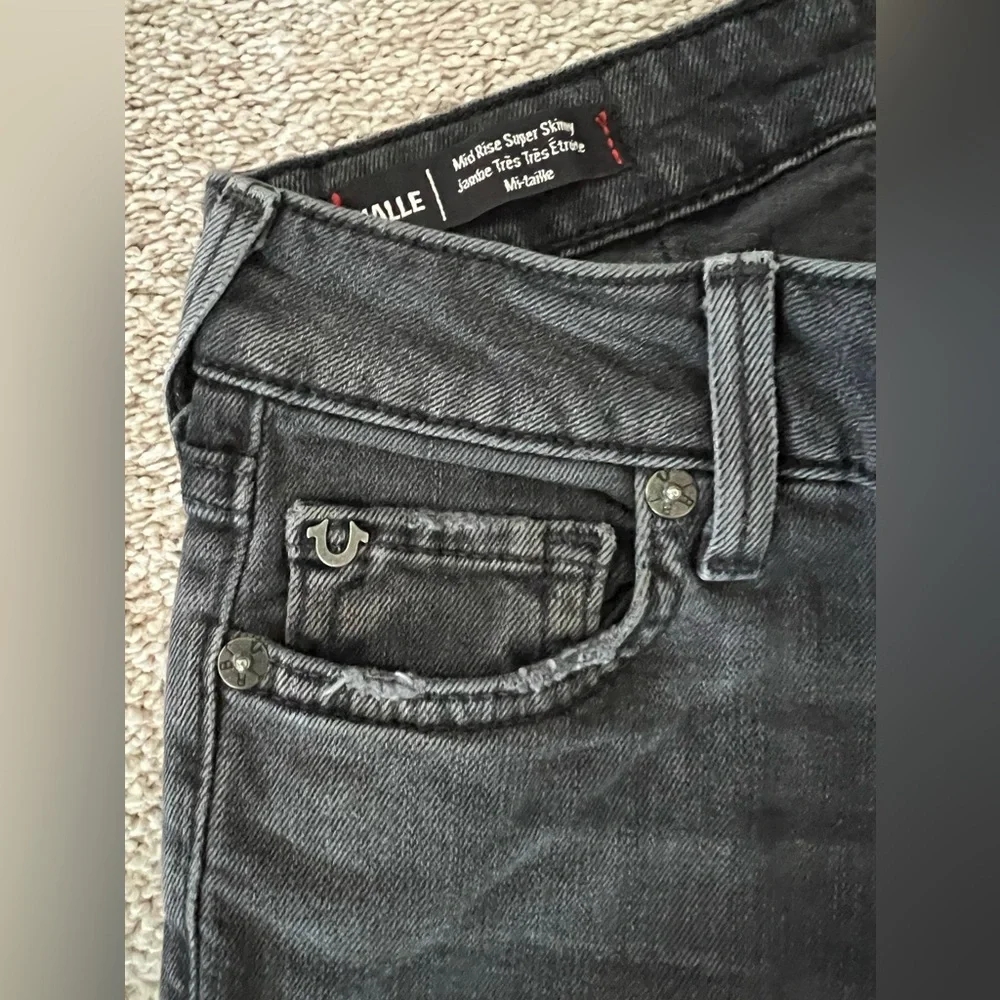 True Religion Mid Rise Super Skinny Jeans – Charcoal – Size 23 - Picture 12 of 15
